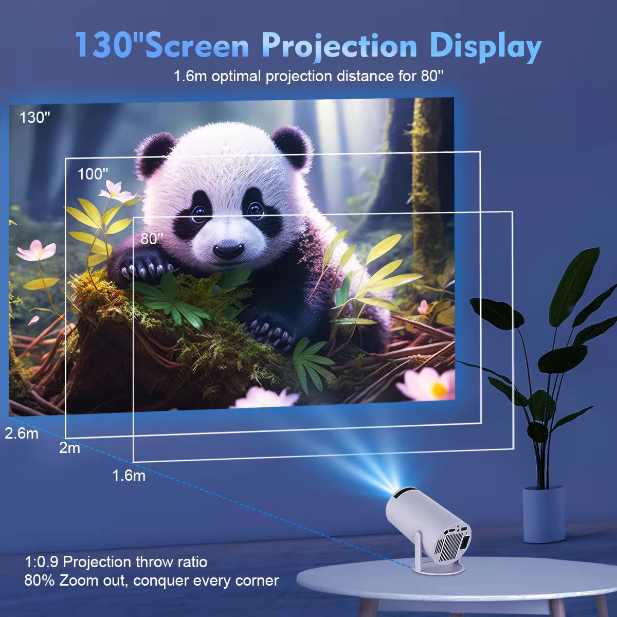 HY300 Pro 4K Projector 260ANSI Android 11 Portable Projector Dual Wifi6 BT5.0 Outdoor Cinema Home Theater Support 720P